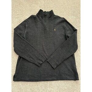 Polo Ralph Lauren Men’s XL Estate Rib 1/4 Zip Charcoal Sweater Flesh Pony Casual